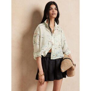 NWT BANANA REPUBLIC Desert Ramie Cropped Button Down Skimmer Shirt, Size XS